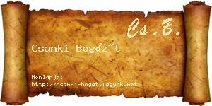 Csanki Bogát névjegykártya